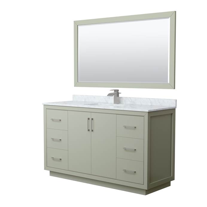 Icon 60" Single Vanity with optional Carrara Marble Counter - Dark Gray WC-1111-60-SGL-VAN-LGN