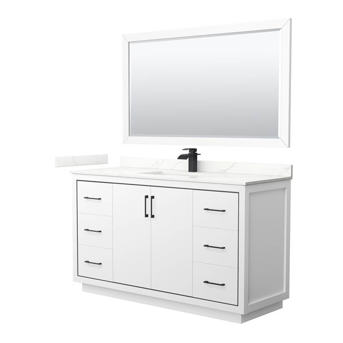 Icon 60" Single Vanity with optional Quartz or Carrara Marble Counter - White WC-1111-60-SGL-VAN-WHT_