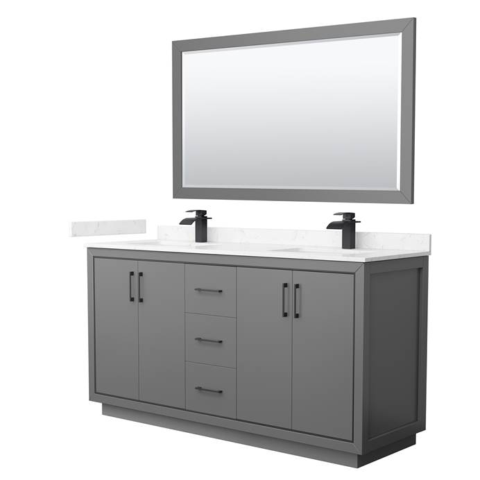 Icon 66" Double Vanity with optional Cultured Marble Counter - Dark Gray WC-1111-66-DBL-VAN-DKG-