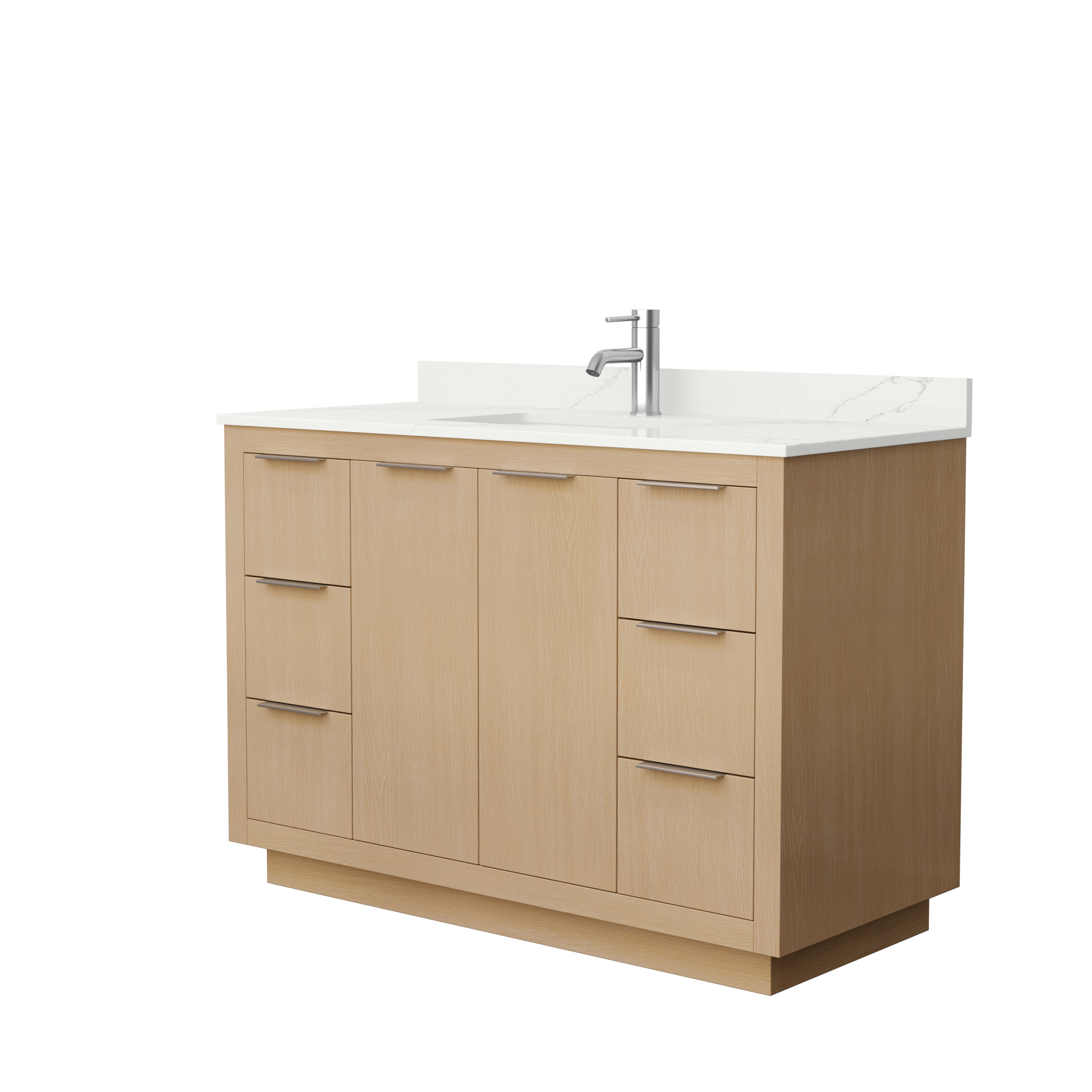 maroni 48" single bathroom vanity with optional quartz or carrara marble counter - light straw
