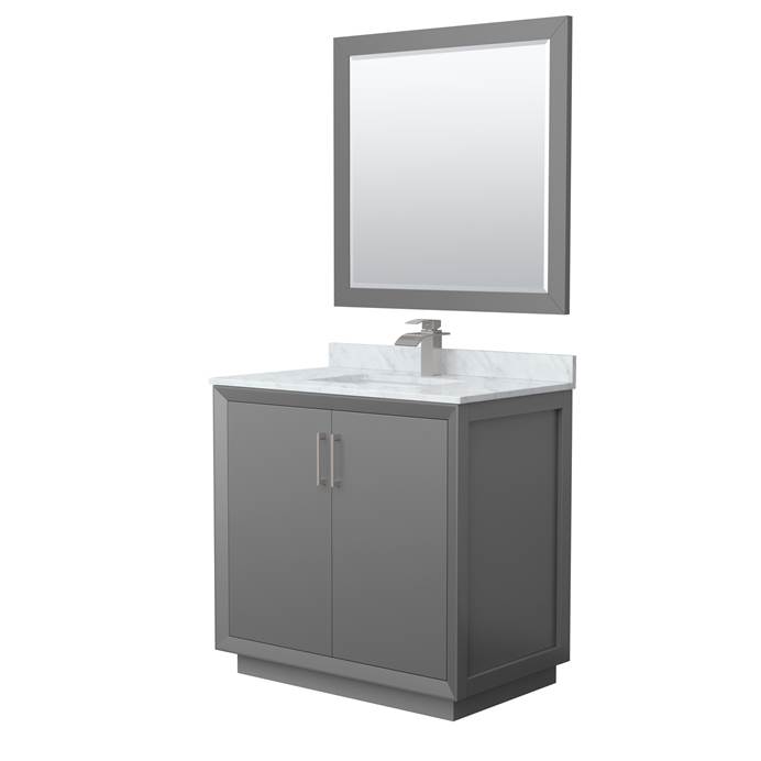 Strada 36" Single Vanity with optional Carrara Marble Counter - Dark Gray WC-4141-36-SGL-VAN-DKG