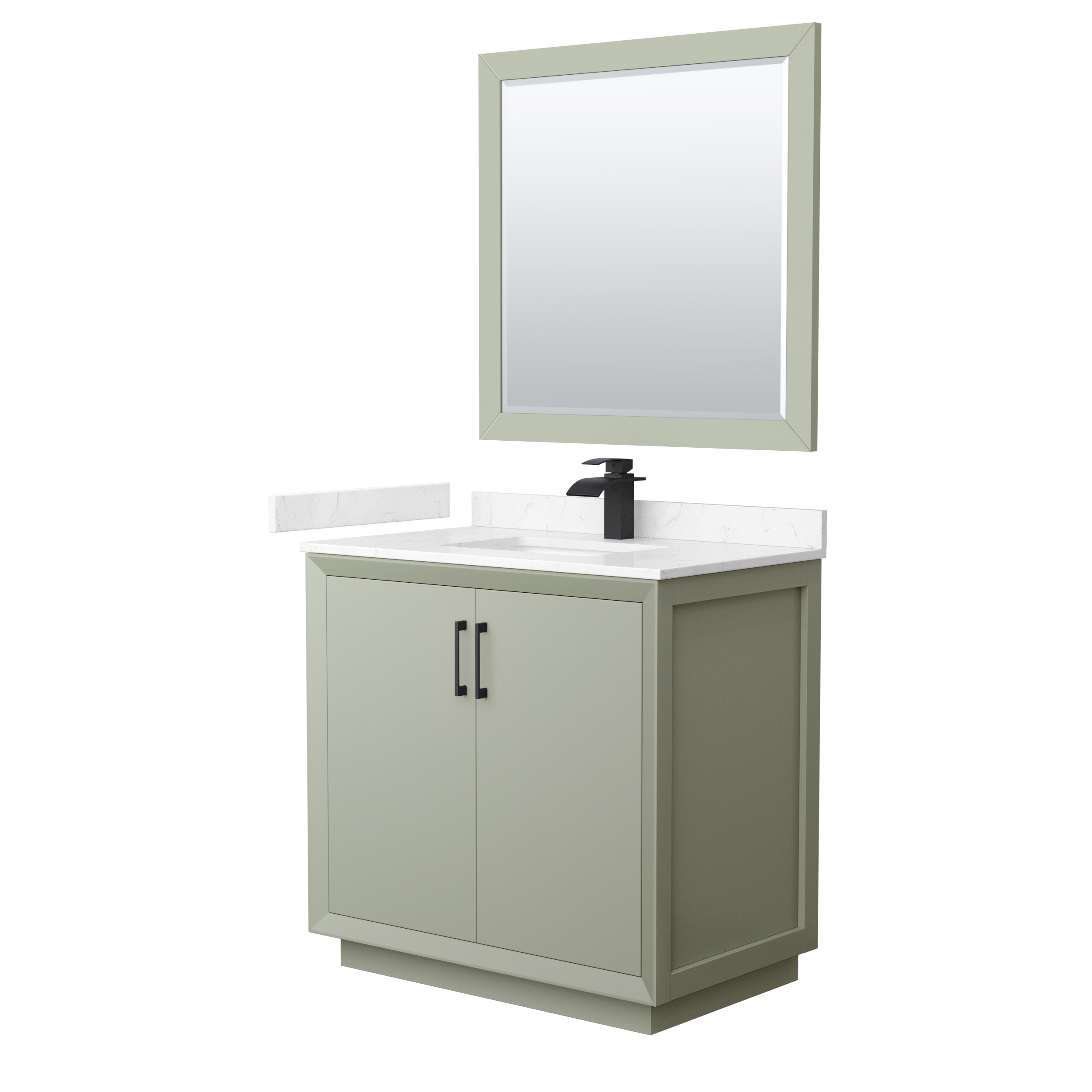 Strada 36" Single Vanity with optional Cultured Marble Counter - Light Green WC-4141-36-SGL-VAN-LGN-