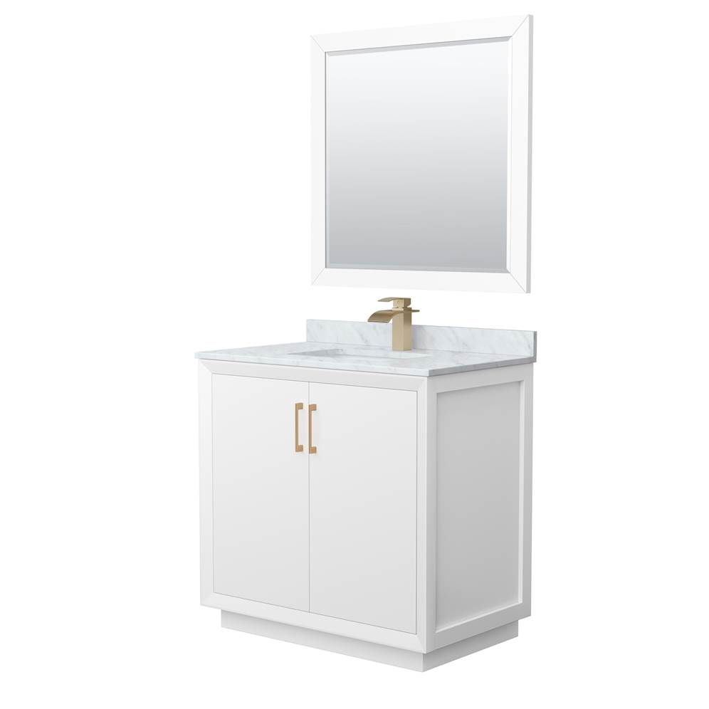 Strada 36" Single Vanity with optional Carrara Marble Counter - White