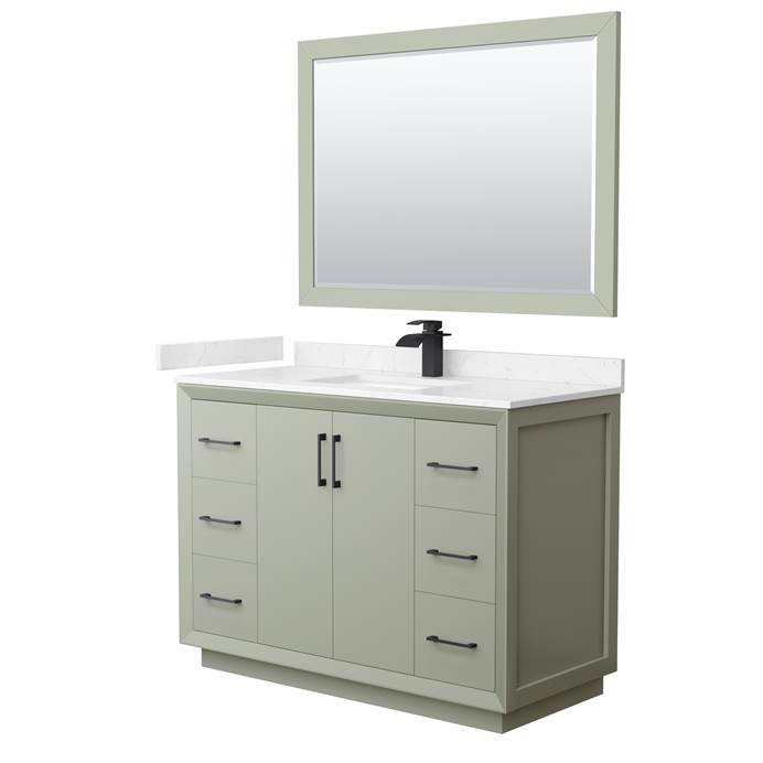Strada 48" Single Vanity with optional Cultured Marble Counter - Light Green WC-4141-48-SGL-VAN-LGN-