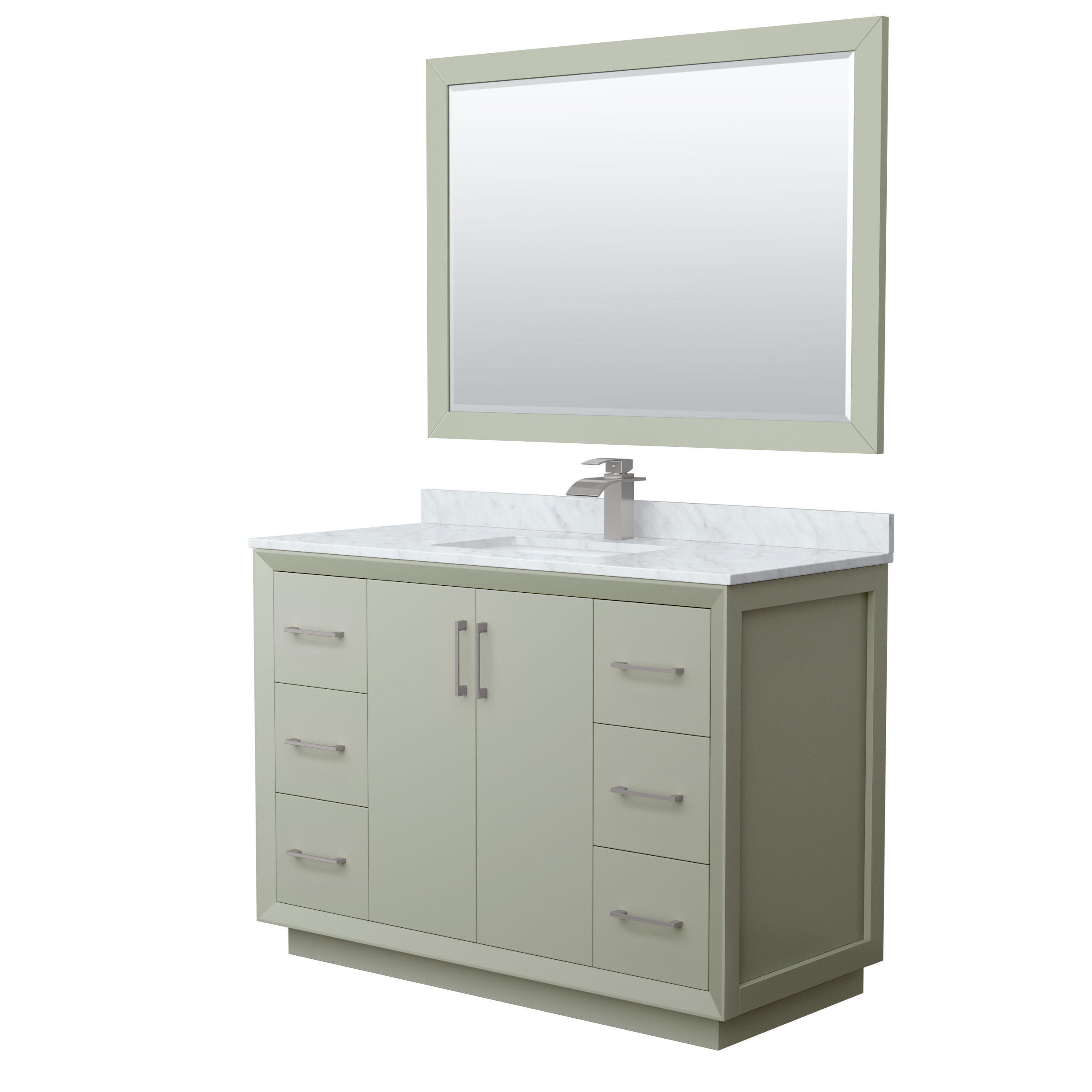 strada 48" single vanity with optional carrara marble counter - light green