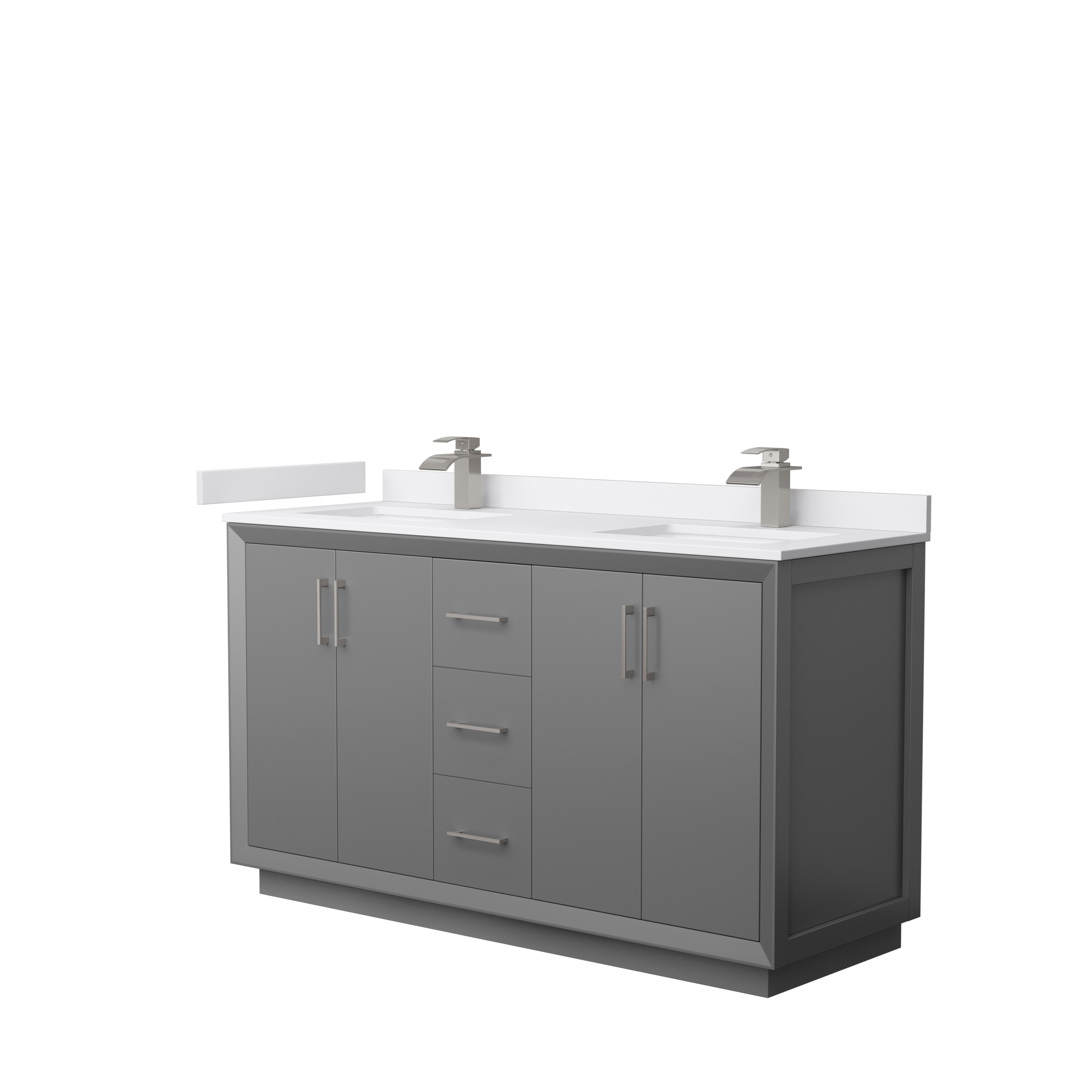 strada 60" double vanity with optional cultured marble counter - dark gray