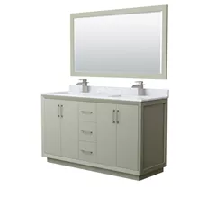 strada 60" double vanity with optional carrara marble counter - light green