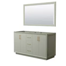 strada 60" double vanity with optional carrara marble counter - light green