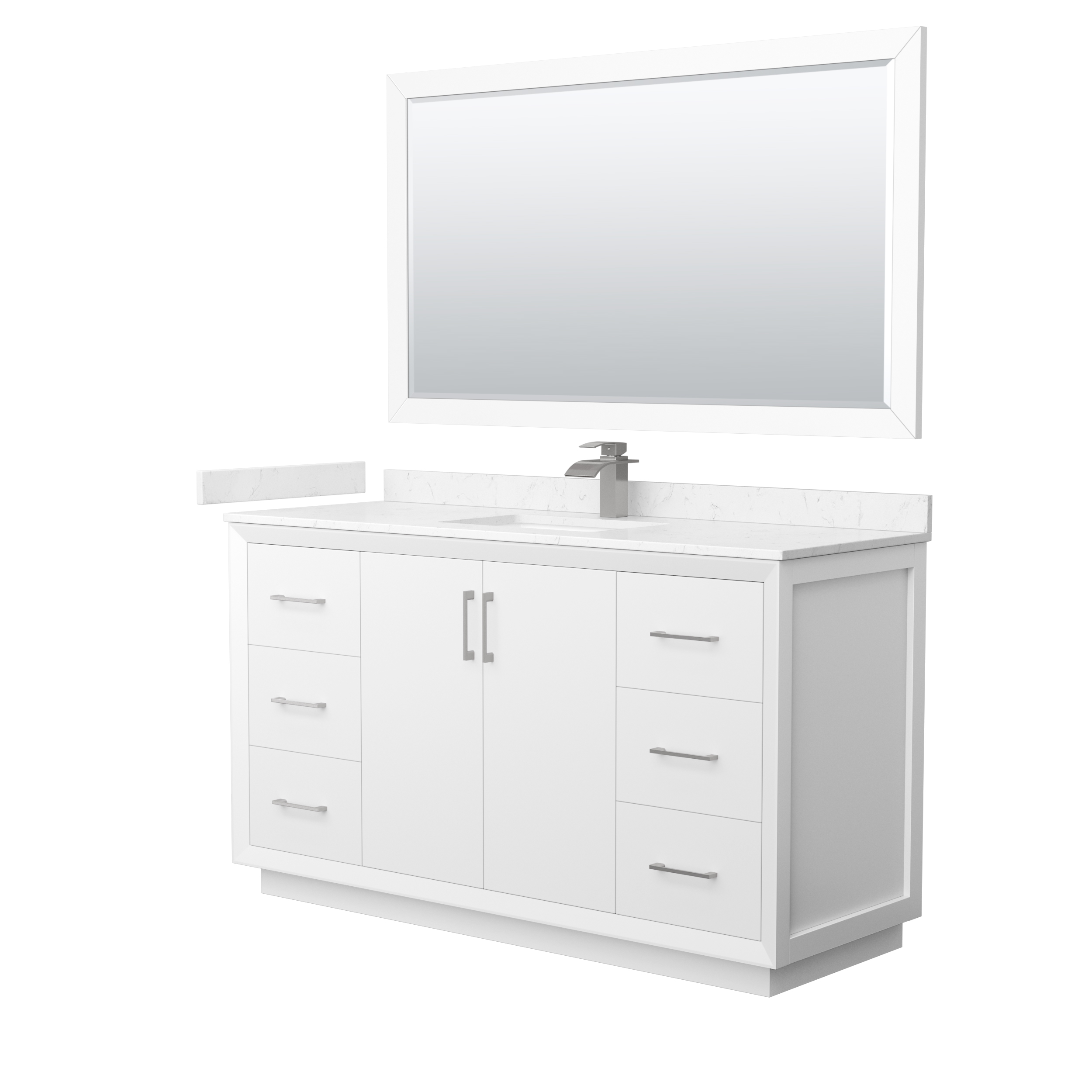 Strada 60" Single Vanity with optional Cultured Marble Counter - White WC-4141-60-SGL-VAN-WHT-