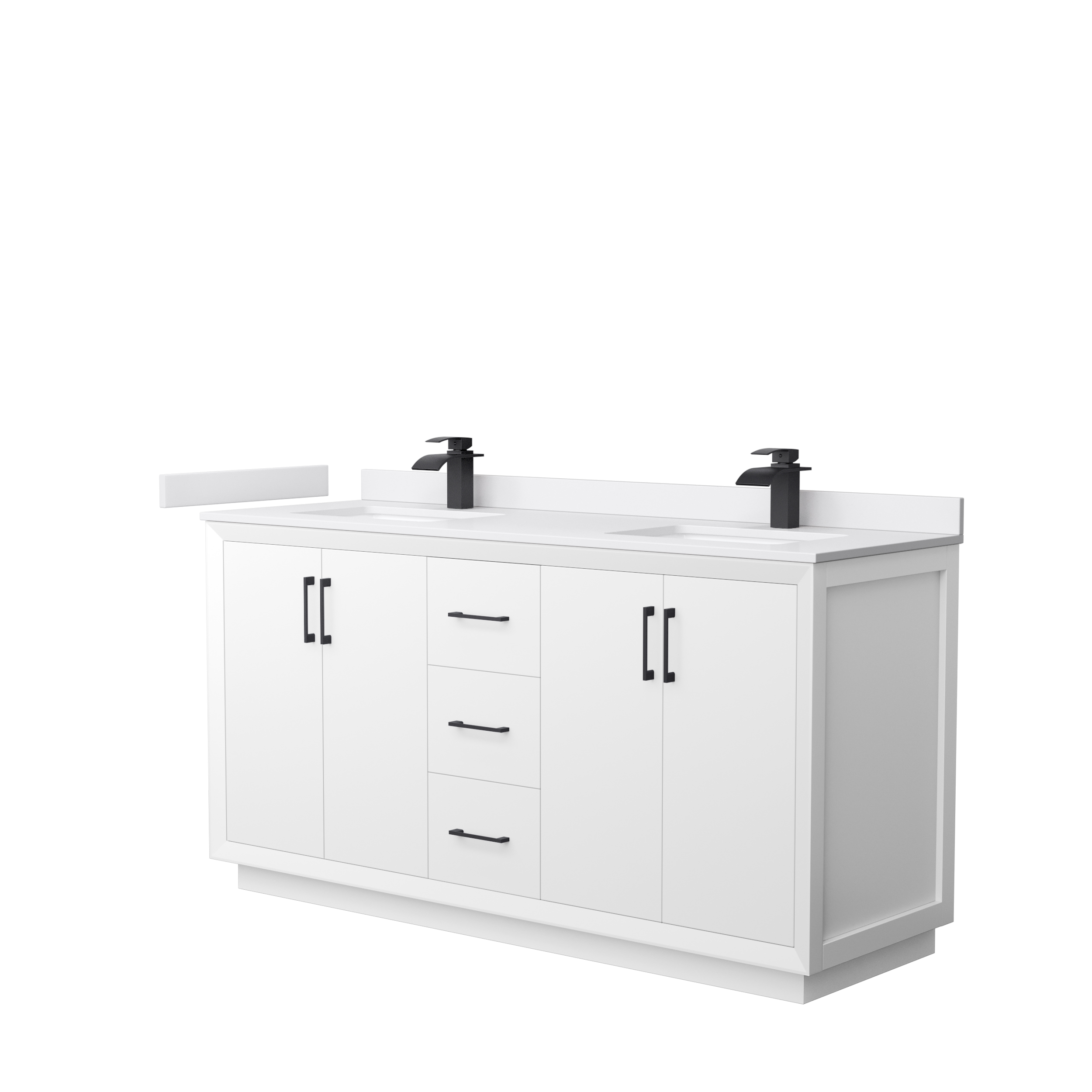 strada 66" double vanity with optional cultured marble counter - white