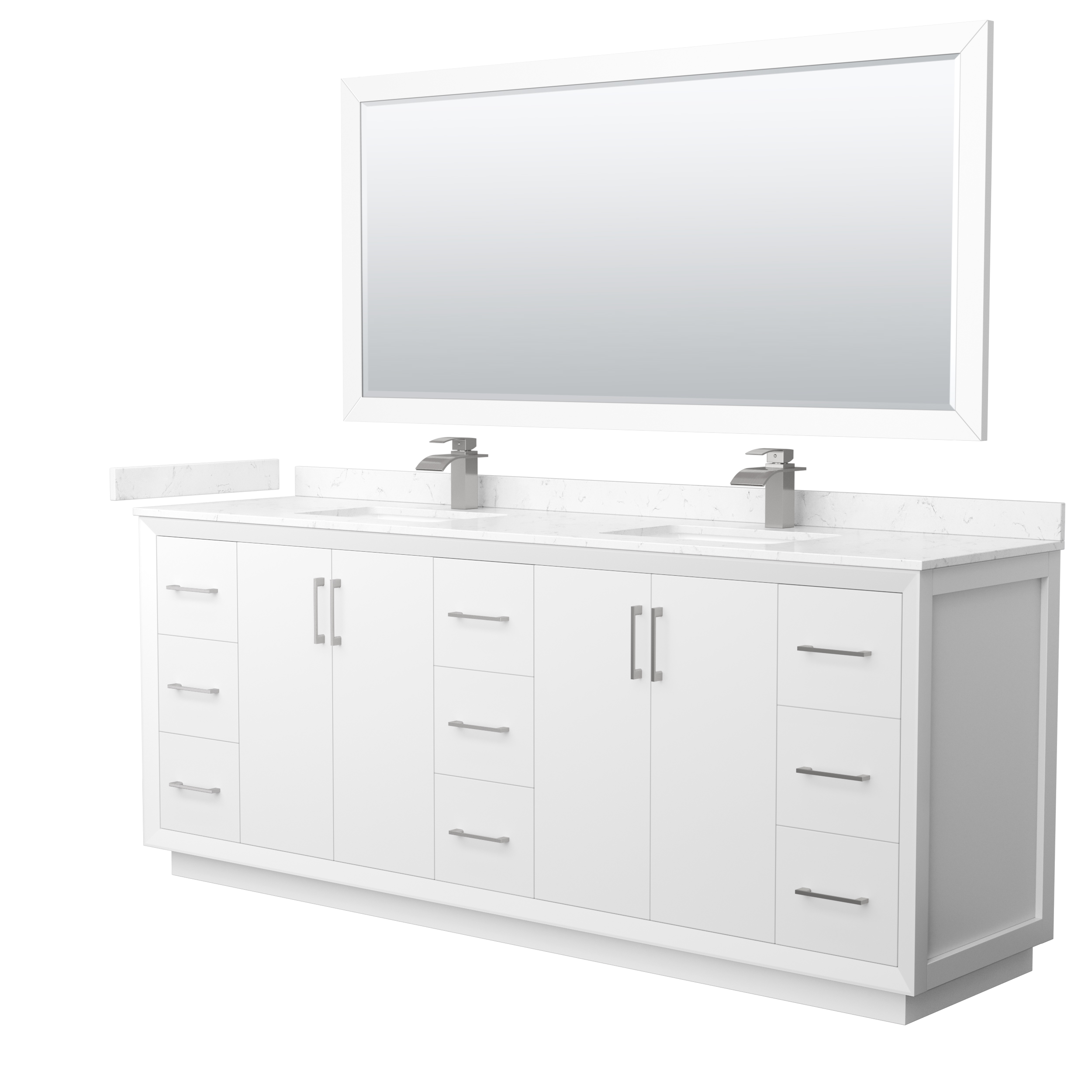 strada 84" double vanity with optional cultured marble counter - white