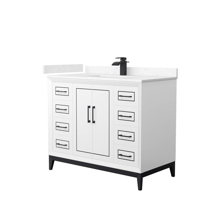 Marlena 42" Single Vanity with optional Cultured Marble Counter - White WC-5151-42-SGL-VAN-WHT-