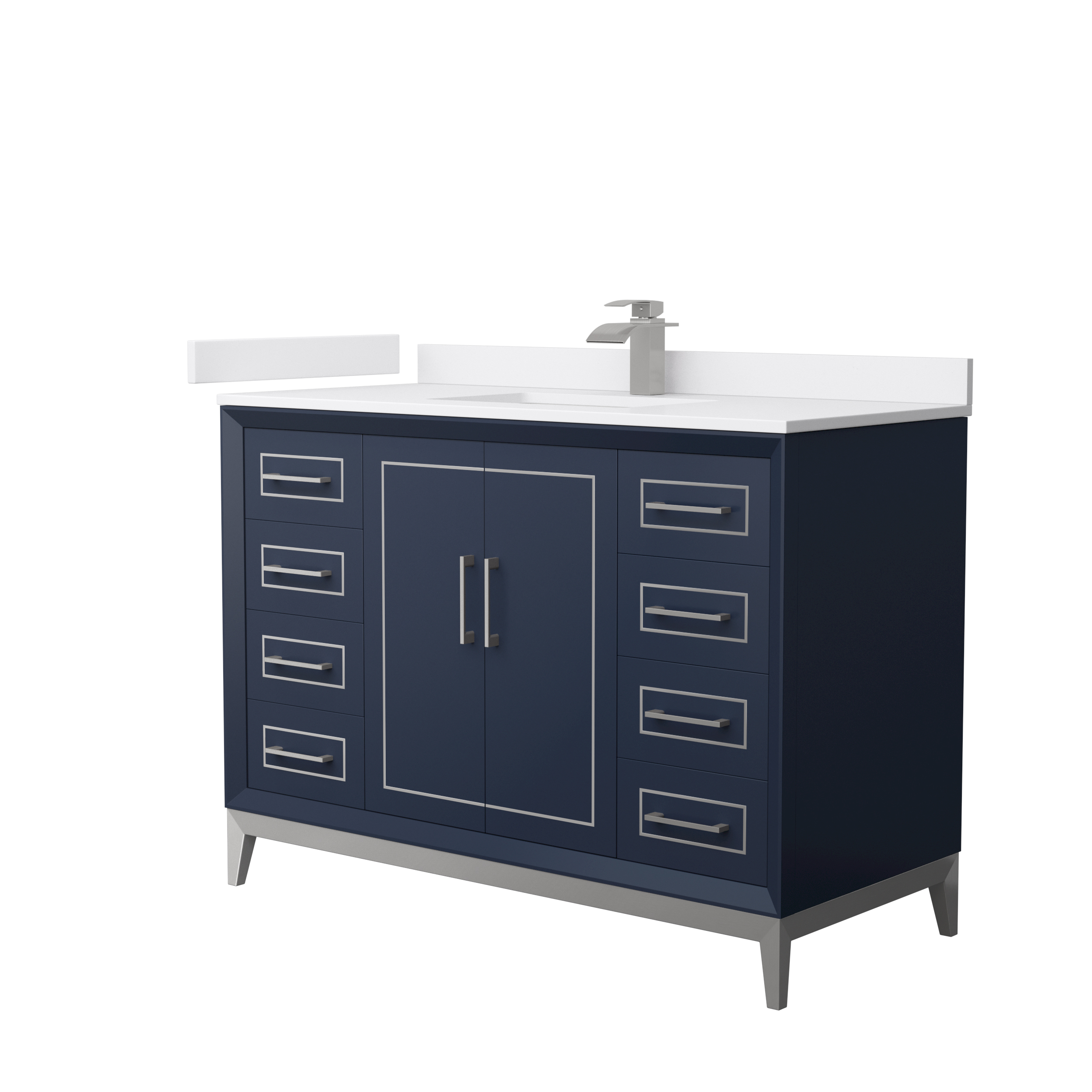 marlena 48" single vanity with optional cultured marble counter - dark blue