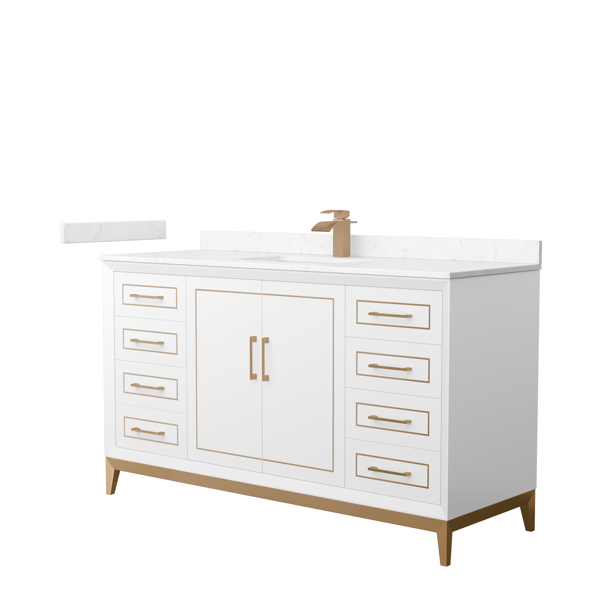 Marlena 60" Single Vanity with optional Cultured Marble Counter - White WC-5151-60-SGL-VAN-WHT-