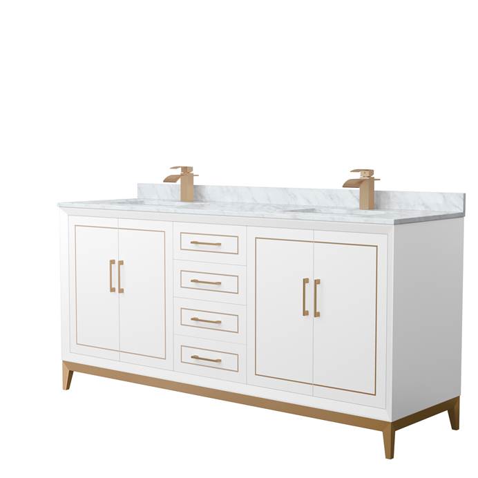 Marlena 72" Double Vanity with optional Quartz or Carrara Marble Counter - White WC-5151-72-DBL-VAN-WHT_