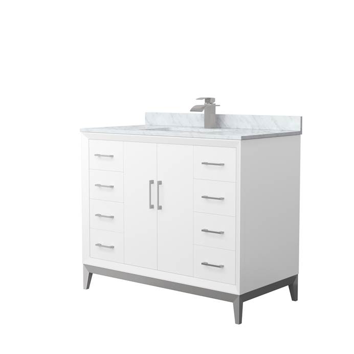 Amici 42" Single Vanity with optional Carrara Marble Counter - White WC-8181-42-SGL-VAN-WHT