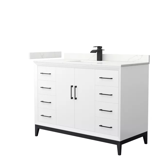 Amici 48" Single Vanity with optional Quartz or Carrara Marble Counter - White WC-8181-48-SGL-VAN-WHT_
