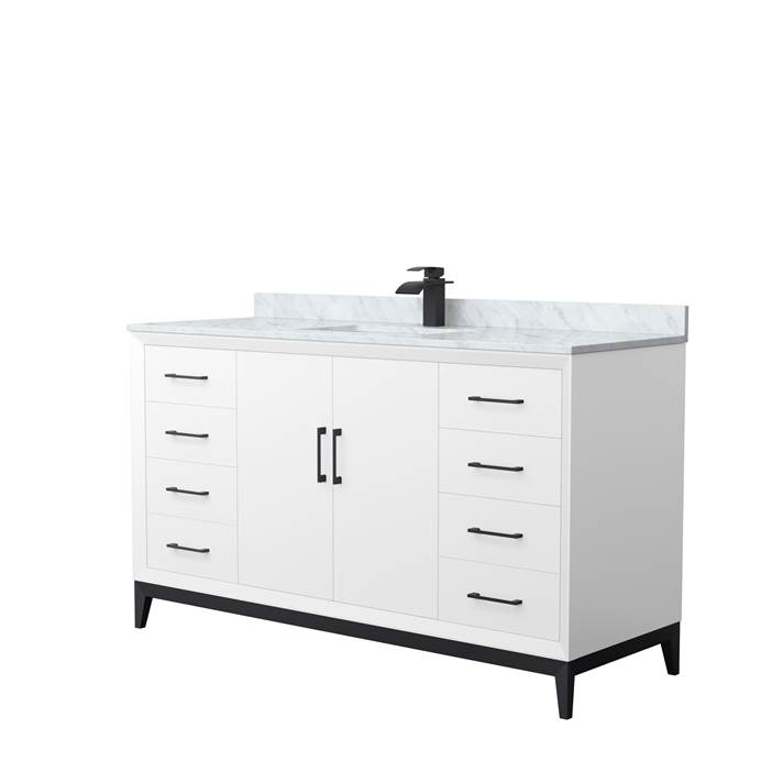Amici 60" Single Vanity with optional Carrara Marble Counter - White WC-8181-60-SGL-VAN-WHT