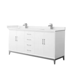 amici 72" double vanity with optional cultured marble counter - white