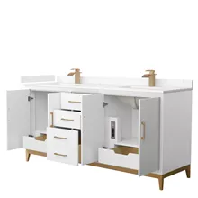 amici 72" double vanity with optional cultured marble counter - white