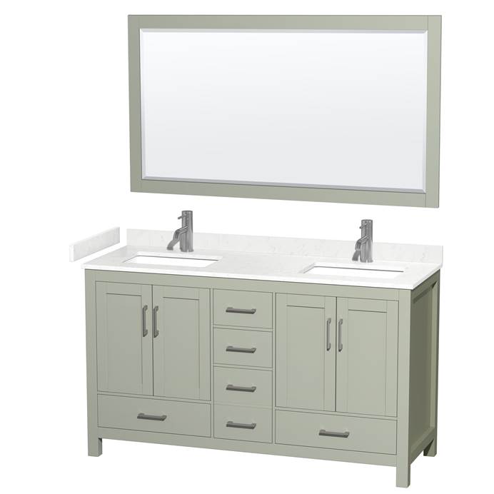 Sheffield 60" Double Bathroom Vanity by Wyndham Collection - Light Green WC-1414-60-DBL-VAN-LGN