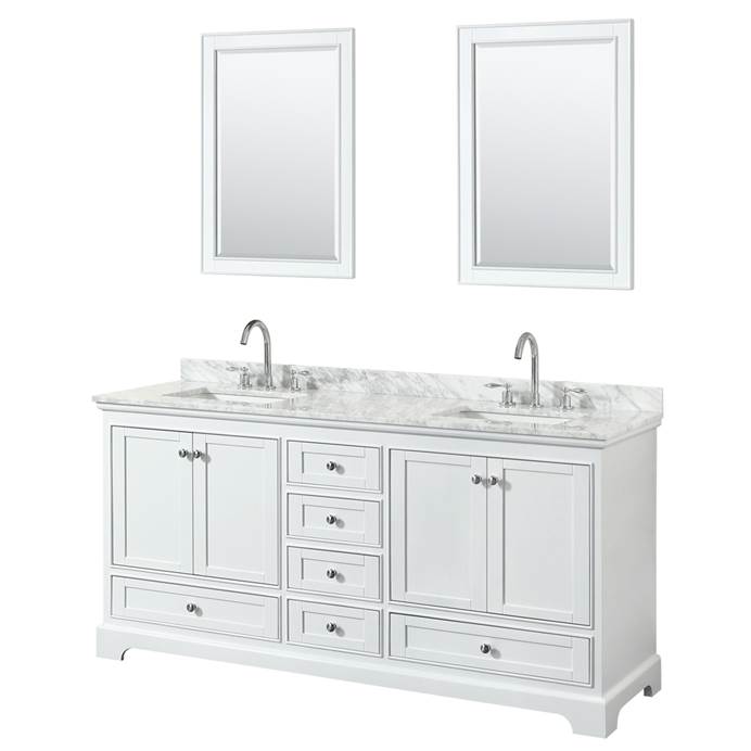 Deborah 72" Double Bathroom Vanity in White WC-2020-72-DBL-VAN-WHT