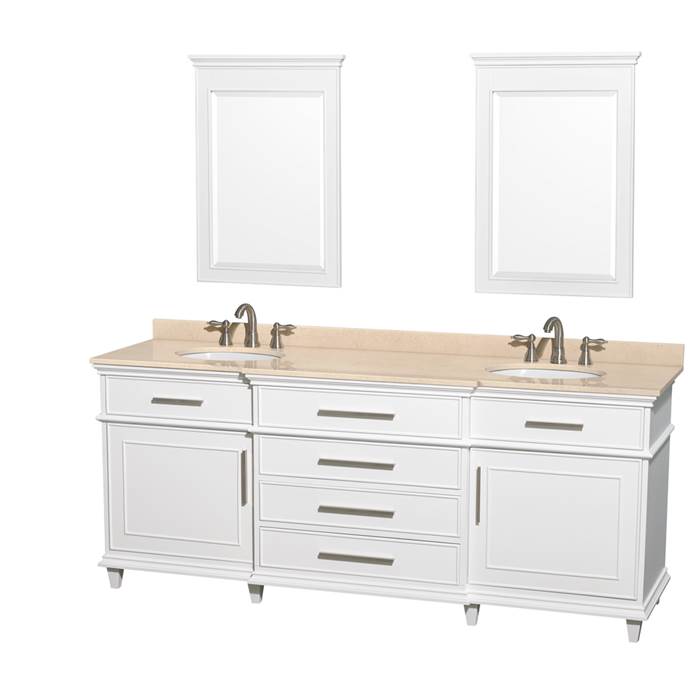 Berkeley 80" Double Bathroom Vanity by Wyndham Collection - White WC-1717-80-DBL-WHT