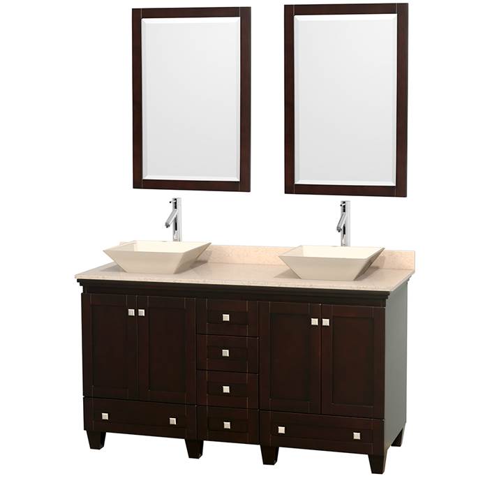 Acclaim 60" Double Bathroom Vanity for Vessel Sinks by Wyndham Collection - Espresso WC-CG8000-60-DBL-VAN-ESP