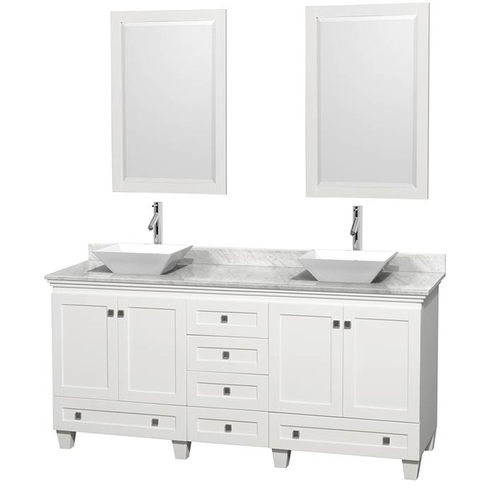 Acclaim 72" Double Bathroom Vanity for Vessel Sinks - White WC-CG8000-72-DBL-VAN-WHT