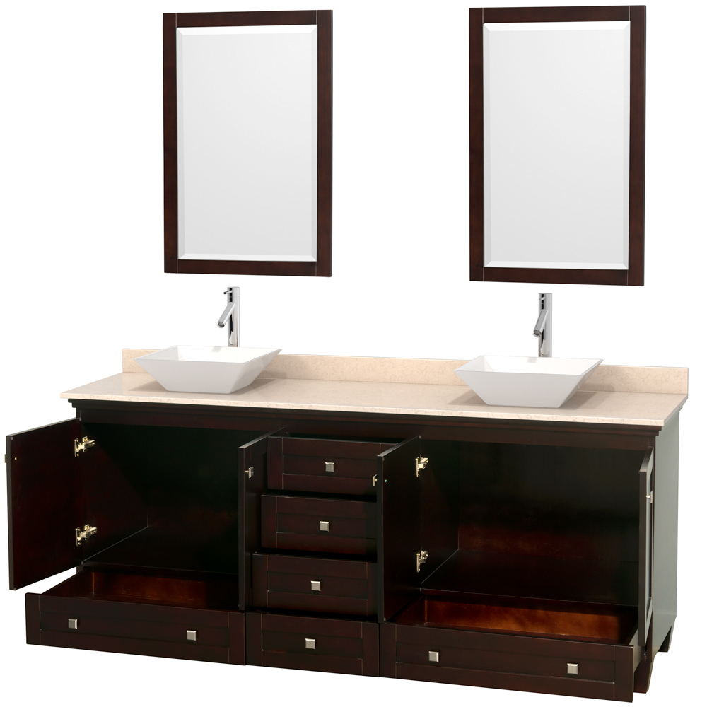 acclaim 80" double bathroom vanity for vessel sinks - espresso