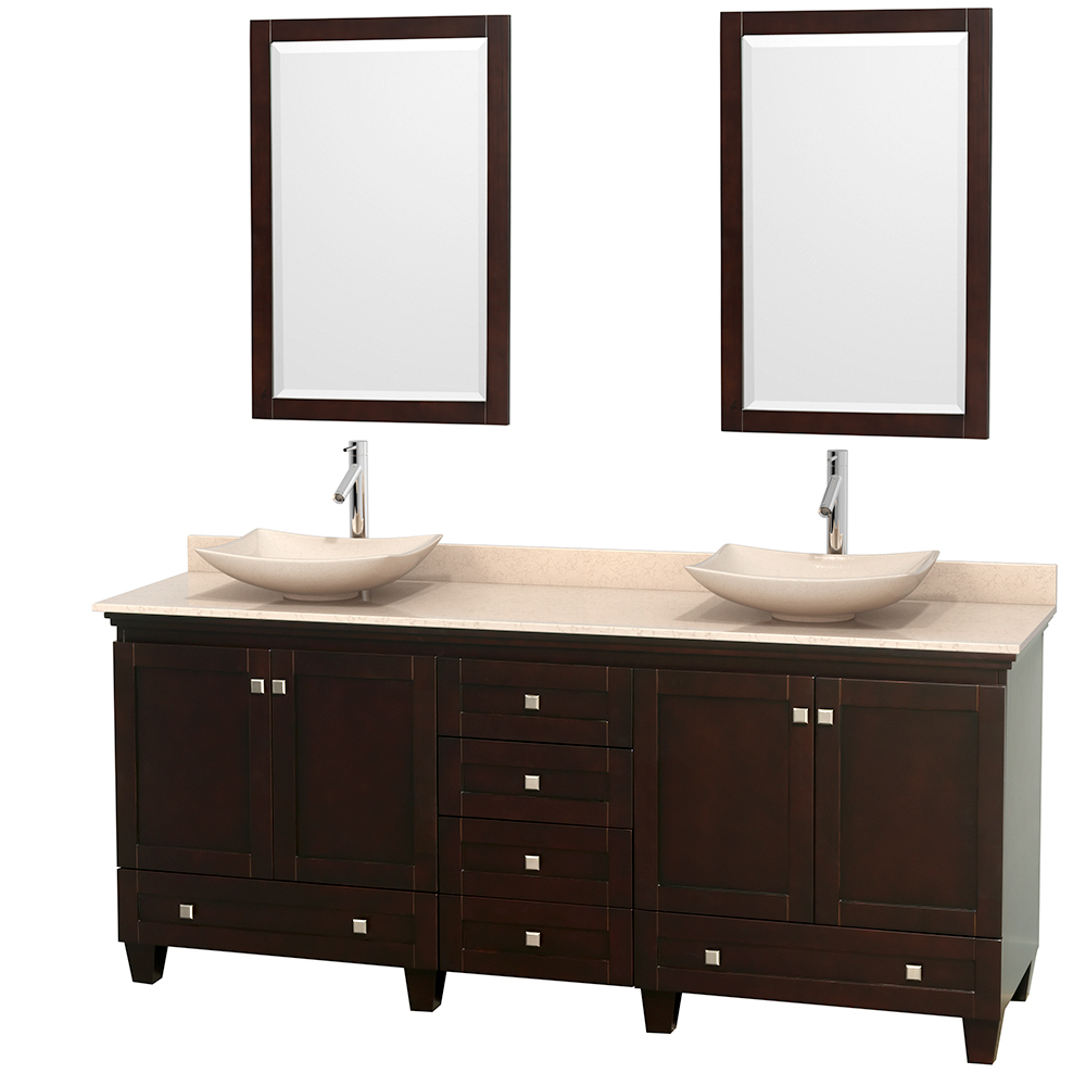 acclaim 80" double bathroom vanity for vessel sinks - espresso