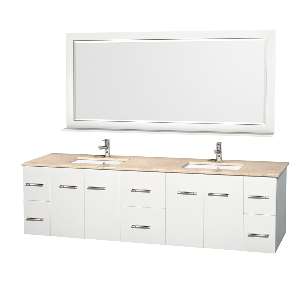 centra 80" double bathroom vanity for undermount sinks by wyndham collection - matte white