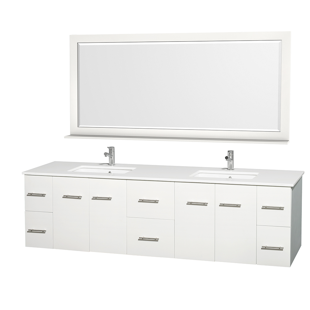 centra 80" double bathroom vanity for undermount sinks by wyndham collection - matte white