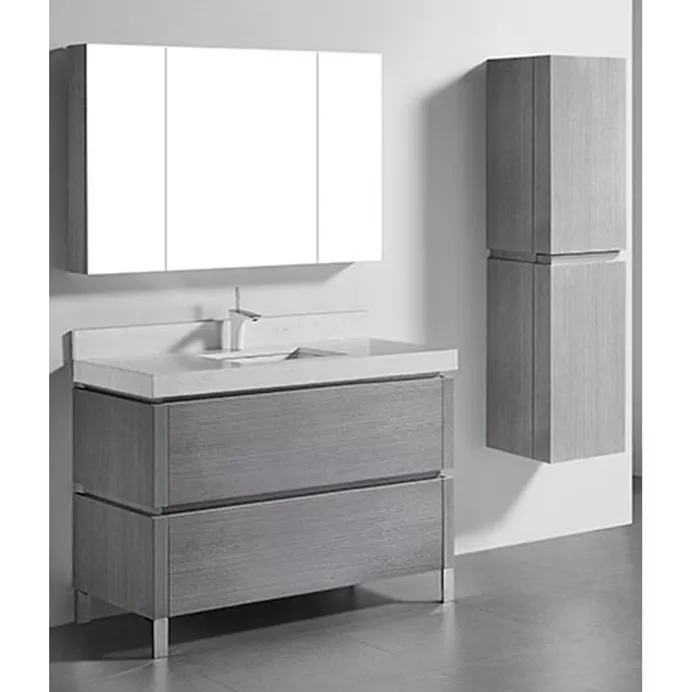 Madeli Metro 48" Single Bathroom Vanity for Quartzstone Top - Ash Grey B600-48C-001-AG-QUARTZ