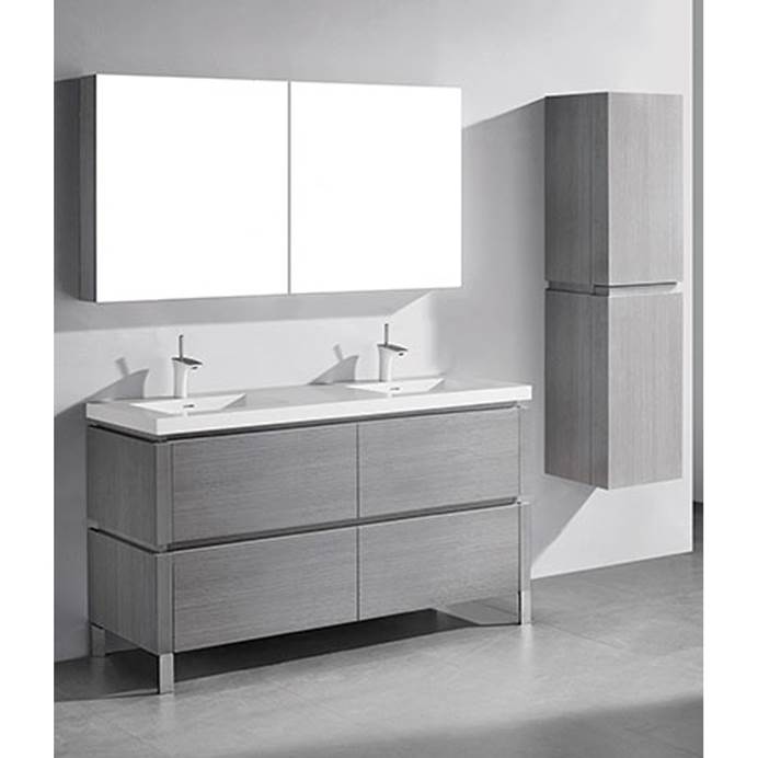 Madeli Metro 60" Double Bathroom Vanity for Integrated Basin - Ash Grey B600-60D-001-AG