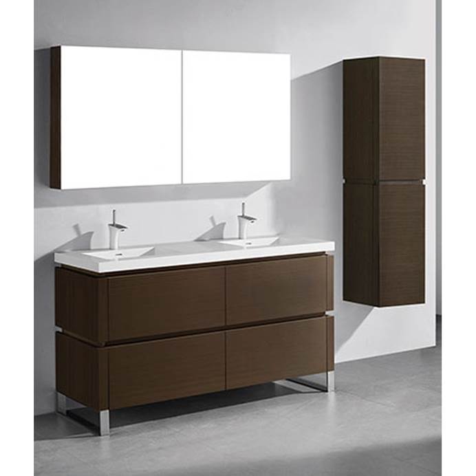 Madeli Metro 60" Double Bathroom Vanity for Integrated Basin - Walnut B600-60D-001-WA
