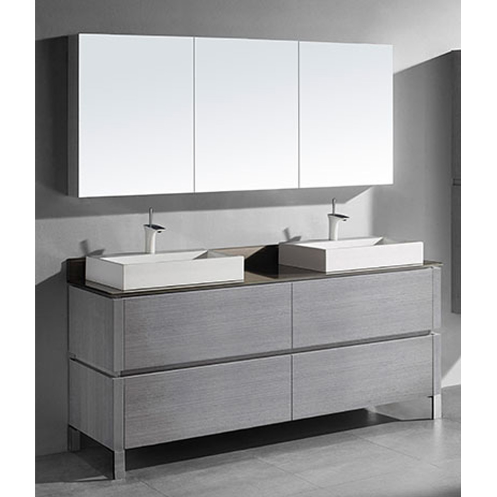 madeli metro 72" double bathroom vanity for glass counter and porcelain basin - ash grey