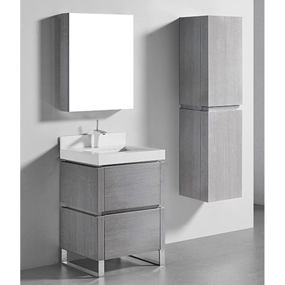 madeli metro 24" bathroom vanity for quartzstone top - ash grey