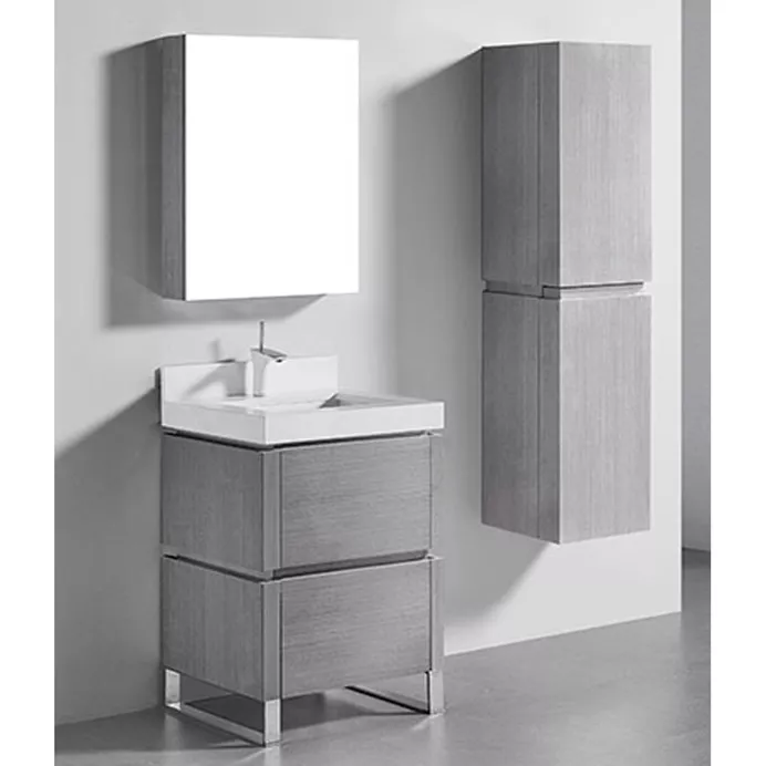 Madeli Metro 24" Bathroom Vanity for Quartzstone Top - Ash Grey B600-24-001-AG-QUARTZ