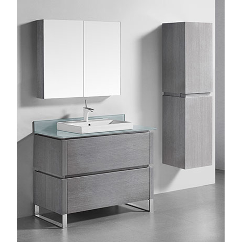 Madeli Metro 42" Bathroom Vanity for Glass Counter and Porcelain Basin - Ash Grey B600-42-001-AG-GLASS