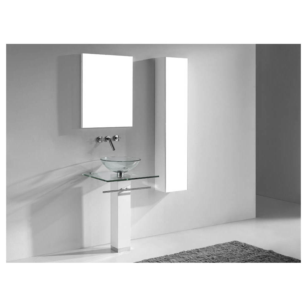madeli rimini 24" glass top bathroom vanity - glossy white