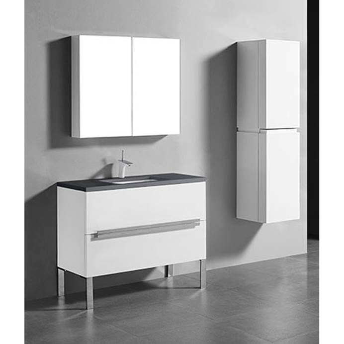 Madeli Soho 42" Bathroom Vanity for Quartzstone Top - Glossy White B400-42-001-GW-QUARTZ