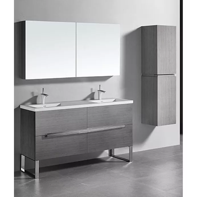 Madeli Soho 60" Double Bathroom Vanity for Integrated Basin - Ash Grey B400-60D-001-AG