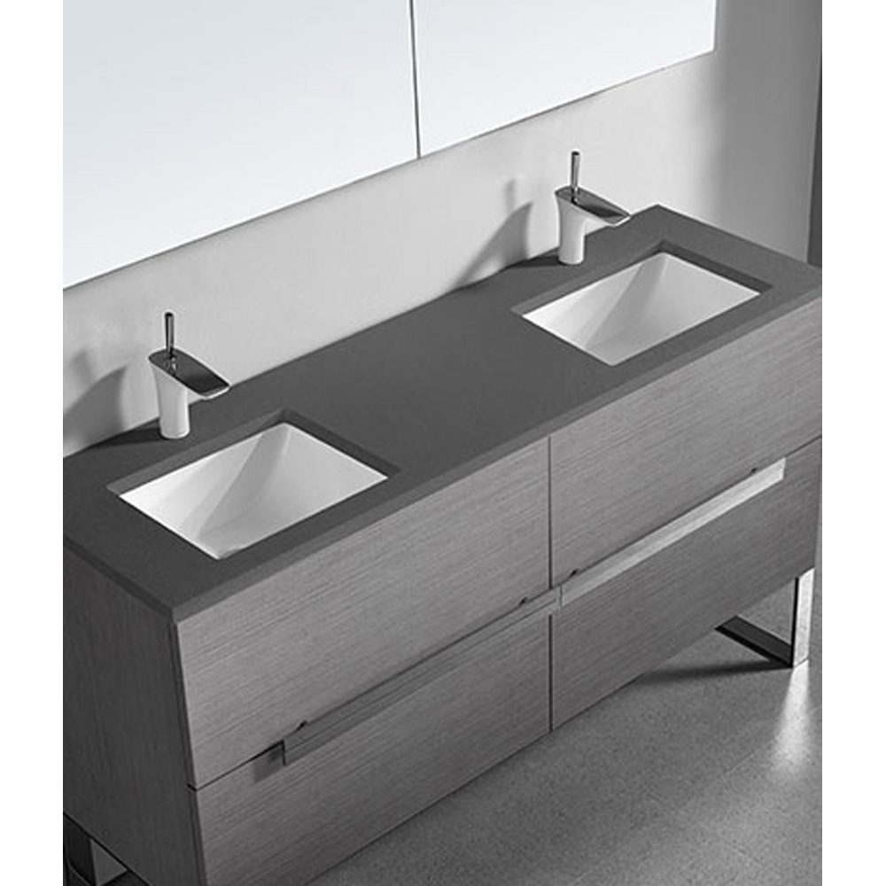 madeli soho 60" double bathroom vanity for quartzstone top - ash grey
