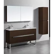 madeli soho 60" double bathroom vanity for quartzstone top - walnut