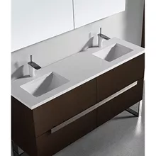 madeli soho 60" double bathroom vanity for quartzstone top - walnut