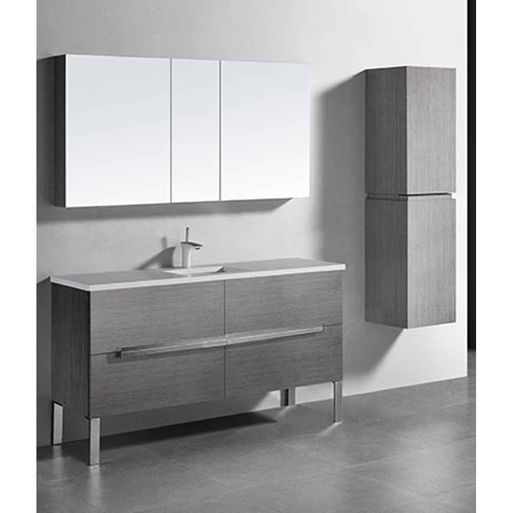 Madeli Soho 60" Single Bathroom Vanity for Quartzstone Top - Ash Grey B400-60C-001-AG-QUARTZ