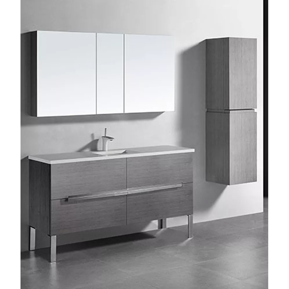 madeli soho 60" single bathroom vanity for quartzstone top - ash grey