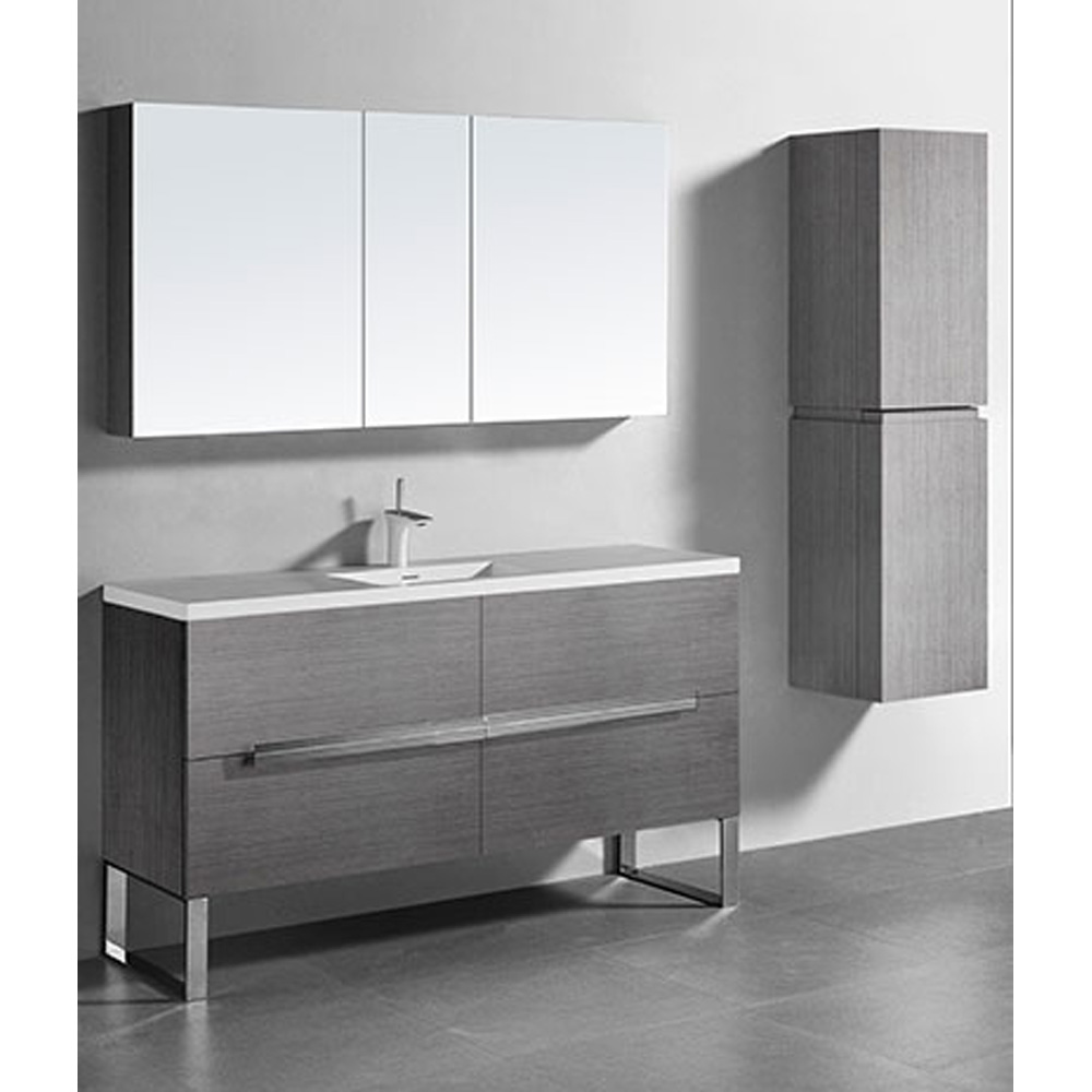 madeli soho 60" single bathroom vanity for integrated basin - ash grey