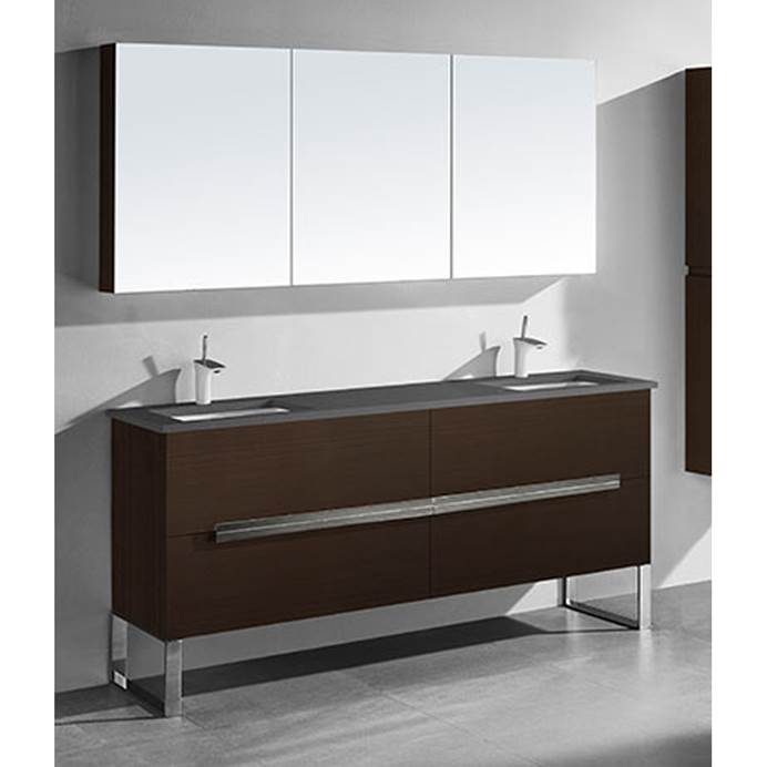 Madeli Soho 72" Double Bathroom Vanity for Quartzstone Top - Walnut B400-72D-001-WA-QUARTZ